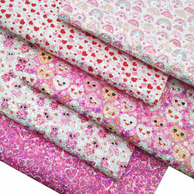 พิมพ์สีชมพู PU พอลิอุเรธานหนังกระจ่างวันวาเลนไทน์ ความรักรูปทรงเกรทเทล