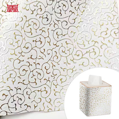 หนังเทียมสังเคราะห์สไตล์นูนลายฟิล์มทอง PVC สำหรับกระเป๋า กล่องบรรจุภัณฑ์ รองเท้า สมุดโน้ต ผ้า