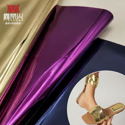 รองเท้าเทียมคุณภาพสูง กระเป๋าถือ โน๊ตบุ๊กหนัง PU Rainbow Holographic Metallic สีสันกระจก เนื้อหนัง