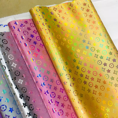 กระเป๋าสตางค์เลเซอร์ฉลากหนัง PU สีสันเพนตากอน ดอกไม้หนังเทียม PU