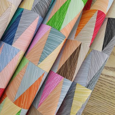 0.8 มม สีดีไซน์กณิตศาสตร์ PVCหนังสําหรับกระเป๋าถือ กระเป๋าบรรจุกล่องโทรศัพท์