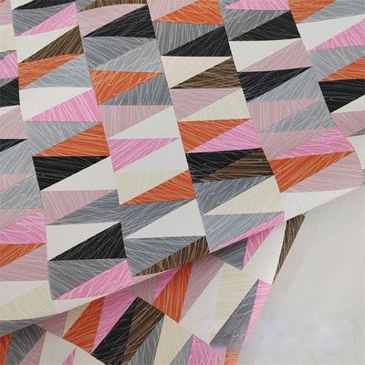 0.8 มม สีดีไซน์กณิตศาสตร์ PVCหนังสําหรับกระเป๋าถือ กระเป๋าบรรจุกล่องโทรศัพท์