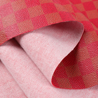 พิมพ์หนัง PVC สําหรับกระเป๋า กระเป๋าหมากรุกสีผสม ผ้าหนังเทียม