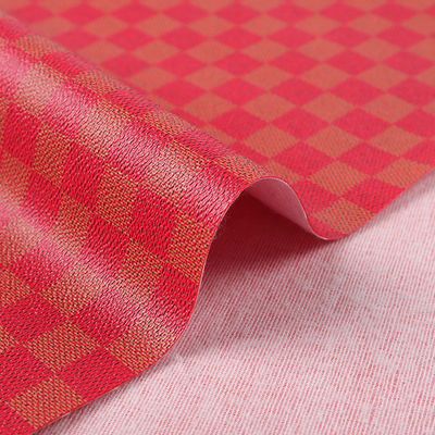 พิมพ์หนัง PVC สําหรับกระเป๋า กระเป๋าหมากรุกสีผสม ผ้าหนังเทียม