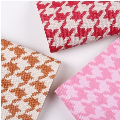 Houndstooth PVC หนังสําหรับกระเป๋า