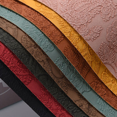 3D Retro Floral Embossed PVC Leather สําหรับกระเป๋าถือ กระเป๋าบรรจุกล่องผ้าตกแต่ง Placematหนังเทียม