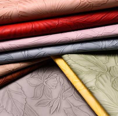 3D Retro Floral ถักผิวหนัง PVC ลวดลาย ด้านล่างสําหรับกระเป๋าถือ กระเป๋าบรรจุกล่องผ้าตกแต่ง Placemat ผิวหนังเท็จ