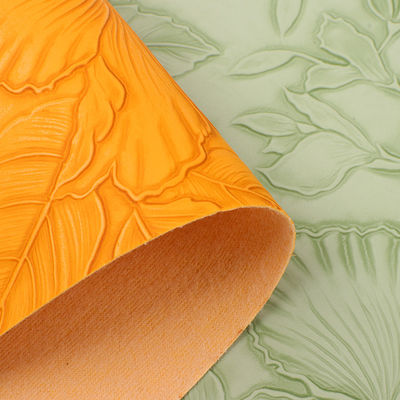 3D Retro Floral ถักผิวหนัง PVC ลวดลาย ด้านล่างสําหรับกระเป๋าถือ กระเป๋าบรรจุกล่องผ้าตกแต่ง Placemat ผิวหนังเท็จ