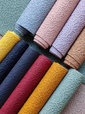 Retro Rose Lace เนื้อผิว PVC สะพาย ด้านล่างสําหรับกระเป๋าถือ กระเป๋าบรรจุกล่องผ้าตกแต่ง Placematหนังเทียม