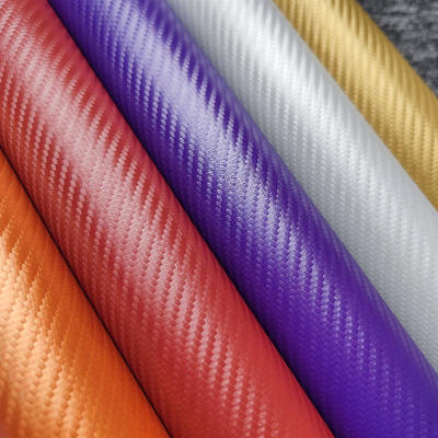 หนังเทียมลายคาร์บอนไฟเบอร์สีสดใส หนังเทียม PVC สำหรับตกแต่งภายในรถยนต์ เบาะรองนั่ง รองเท้า