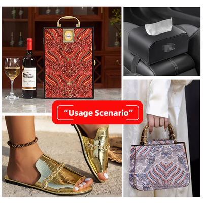 ฟิล์มผ้าหนังเทียมพิมพ์ลาย Synthetic PVC Macrame สำหรับกระเป๋า เคสโทรศัพท์ โน๊ตบุ๊ค ตกแต่งและงานฝีมือ สำหรับโซฟา