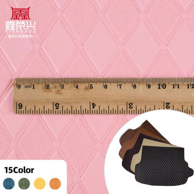 สไตล์ PVC Rhombus Embossed ลายหนังสังเคราะห์เทียมสําหรับรถเท้า ที่นั่งรถ โซฟาตกแต่งกระเป๋าผ้าหนังเท็จ