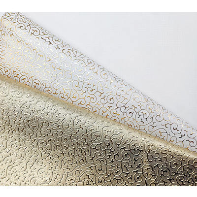 หนังเทียมสังเคราะห์สไตล์นูนลายฟิล์มทอง PVC สำหรับกระเป๋า กล่องบรรจุภัณฑ์ รองเท้า สมุดโน้ต ผ้า