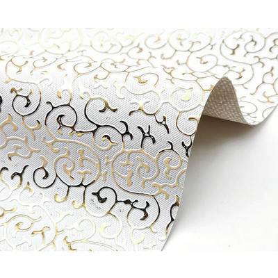 หนังเทียมสังเคราะห์สไตล์นูนลายฟิล์มทอง PVC สำหรับกระเป๋า กล่องบรรจุภัณฑ์ รองเท้า สมุดโน้ต ผ้า