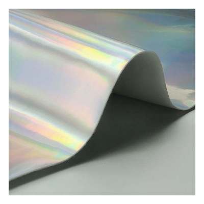 Rainbow Pu Holographic Laser Film Mirror Leather Synthetic Artificial False Leather รองเท้าหนังเทียม กระเป๋าถือผ้าหนัง