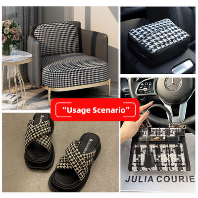 PVC Tech Cloth Printed Scottish Plaid Weave Grain กระเป๋าหนังสังเคราะห์เทียม โซฟา เข็มขัดรถยนต์ รองเท้าผ้าหนังเท็จ