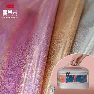 PU Holographic Leather Small Grain Embossed Synthetic Artificial Fux Shoes กระเป๋าเป้กระเป๋าถือ Notebook ผ้าหนัง