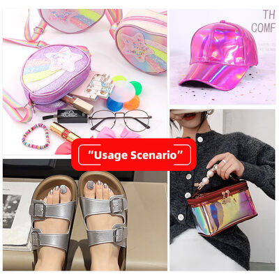 PU Holographic Leather Small Grain Embossed Synthetic Artificial Fux Shoes กระเป๋าเป้กระเป๋าถือ Notebook ผ้าหนัง