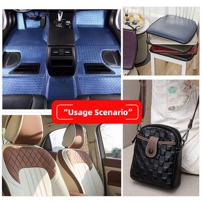 Custom PVC Rhomb Embroidery Quilted Pearly Synthetic Leather Needle Punch Foam for Car Seat Cover Sofa Faux Leather Fabric