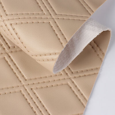 PVC Imitation Embroidery Rhombus Artificial Synthetic Leather for Car Foot Car Seats Sofa Decorate Bag Faux Leather Fabric
