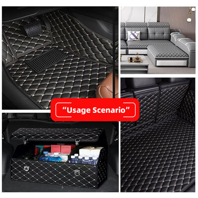 ผ้าใบผ้าใบหนัง PVC ที่แต่งเอง ผ้าใบเท้ารถ 4.6 มิลลิมิตร หนาด้วยฟองพัดกระชับสเตรชี่ฟิต ที่นั่งรถกระเบื้อง