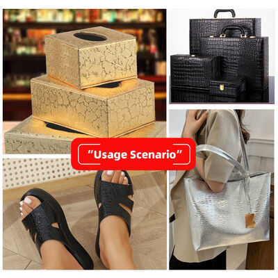 High-Gloss PVC Crocodile Embossed Woven Grain Geometry Animal for Shoe Bag Decor Synthetic Artificial Leather Fabric for Crafts