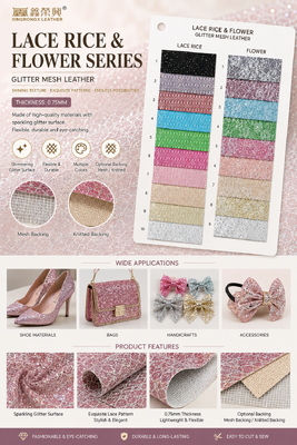 XR Glitter Synthetic Leather รูปแบบข้าว & รูปแบบดอกไม้