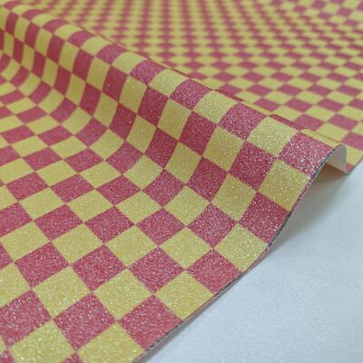 ผ้าหนังพีวีซีพรีเมี่ยม Glitter Checker สําหรับกระเป๋าสตางค์ กระเป๋าสตางค์ รองเท้าและอุปกรณ์เสริมแฟชั่น