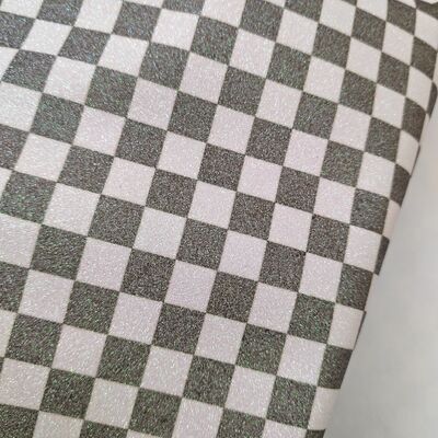 ผ้าหนังพีวีซีพรีเมี่ยม Glitter Checker สําหรับกระเป๋าสตางค์ กระเป๋าสตางค์ รองเท้าและอุปกรณ์เสริมแฟชั่น