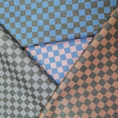 ผ้าหนังพีวีซีพรีเมี่ยม Glitter Checker สําหรับกระเป๋าสตางค์ กระเป๋าสตางค์ รองเท้าและอุปกรณ์เสริมแฟชั่น