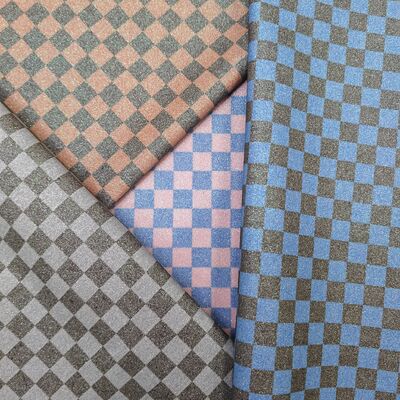 ผ้าหนังพีวีซีพรีเมี่ยม Glitter Checker สําหรับกระเป๋าสตางค์ กระเป๋าสตางค์ รองเท้าและอุปกรณ์เสริมแฟชั่น