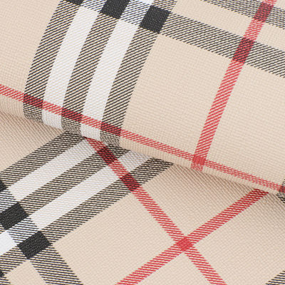 ผ้าใบคลาสสิค Plaid พิมพ์หนังปลอม สําหรับกระเป๋าผ้าผ้าใบผิวหนังสังเคราะห์ PVC