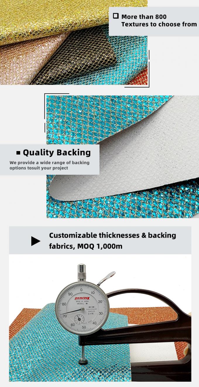 ประเภท Mesh รูปแบบ Glitter กลม PVC สิวสังเคราะห์ stretch วัสดุหนังเท็จสําหรับกระเป๋ากระเป๋ากระเป๋ากระเป๋าใส่รองเท้า โซฟาบรรจุ 5