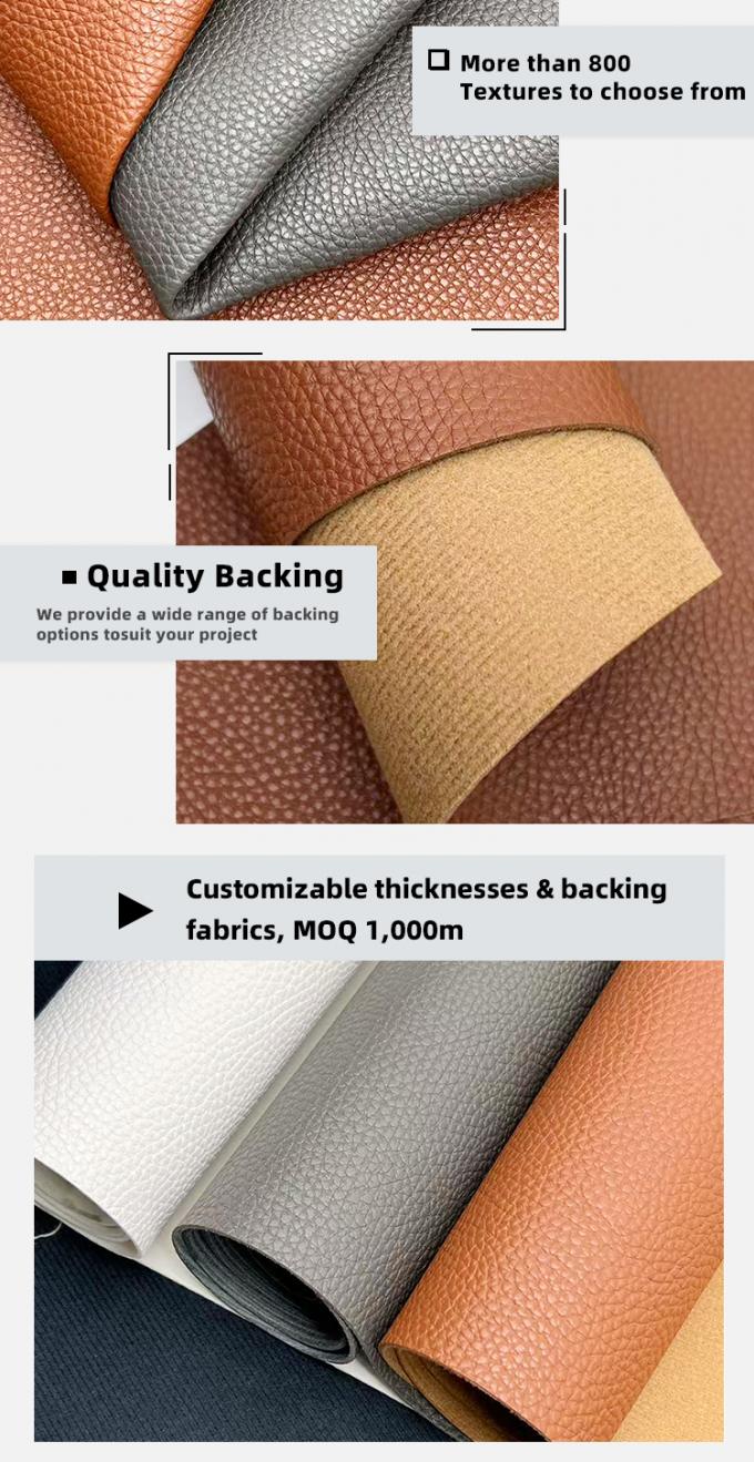 1.8mm หนา PVC Litchi รูปแบบหนังเทียมเทียมสําหรับกระเป๋า โต๊ะ Mat เข็มขัด โซฟาตกแต่ง 5