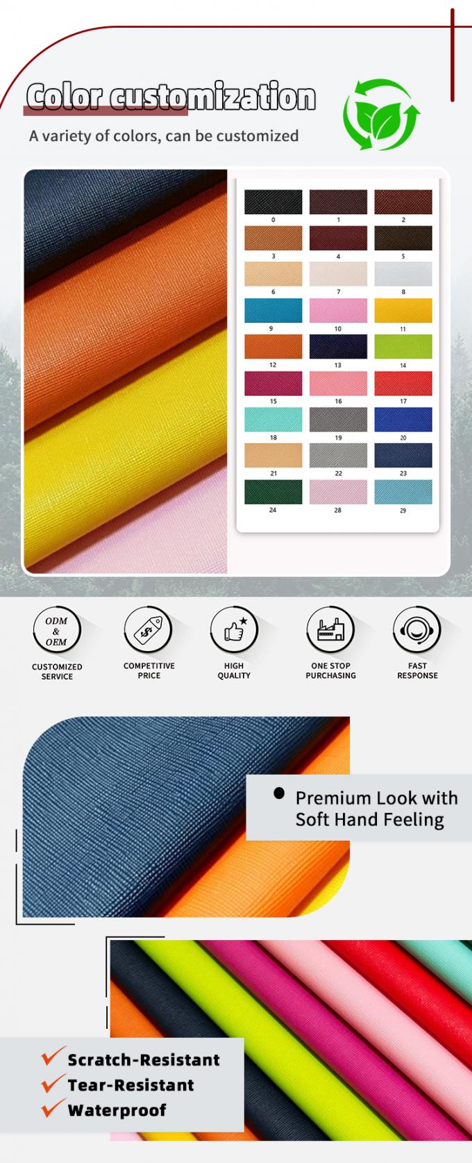 PVC ผิวหนังสังเคราะห์ประดิษฐ์สําหรับกระเป๋าสตางค์ กระเป๋าสตางค์กระเป๋าสตางค์ โน๊ตบุ๊ก ผ้าหนัง 4