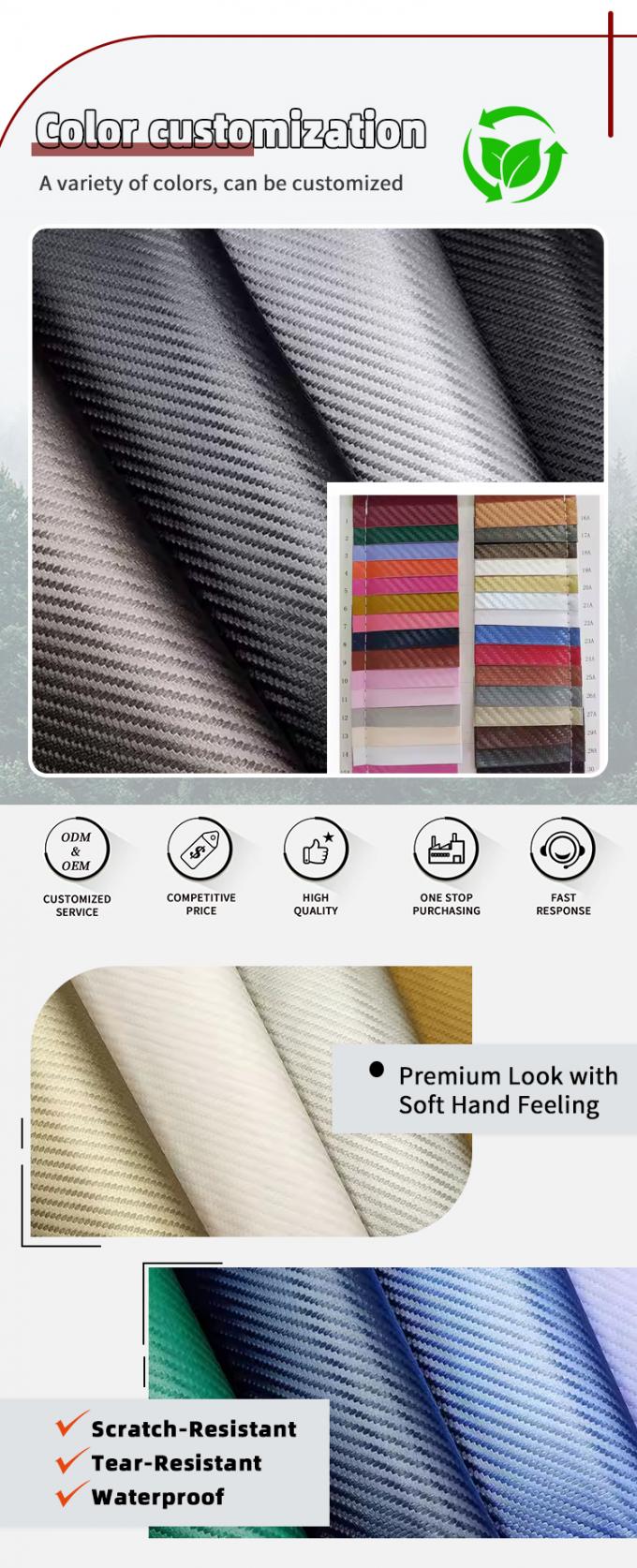 1.0 มิลลิเมตร หนา สายคาร์บอน PU สิวสังเคราะห์ สําหรับกระเป๋า กระเป๋าสตางค์ เข็มขัด รถยนต์ ร้านค้า วัสดุหนังปลอม 4