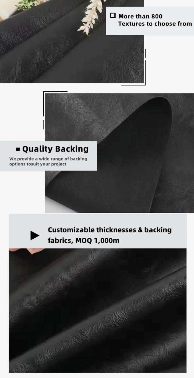 ขายปลีก Double Brushed Backing Pvc หลากหลายรูปแบบคัดลอก เนื้อหนังสังเคราะห์เทียมสําหรับกระเป๋าโซฟา วัสดุหนังเทียม 5