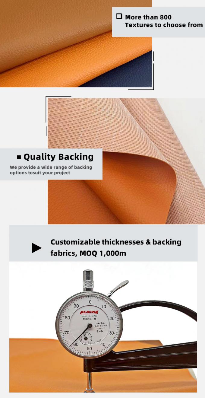 หนังเทียมสังเคราะห์ PVC ลายลิ้นจี่นูนกันน้ำสำหรับโซฟา เก้าอี้ เฟอร์นิเจอร์ หนังเทียม 5