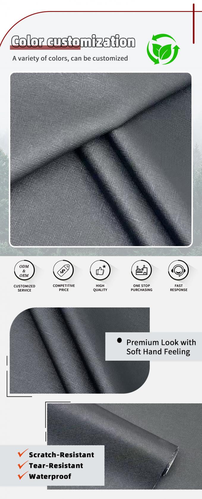 ผิวหนังพีวีซีทนทานต่อการบด สําหรับเครื่องประดับเฟอร์นิเจอร์ 4