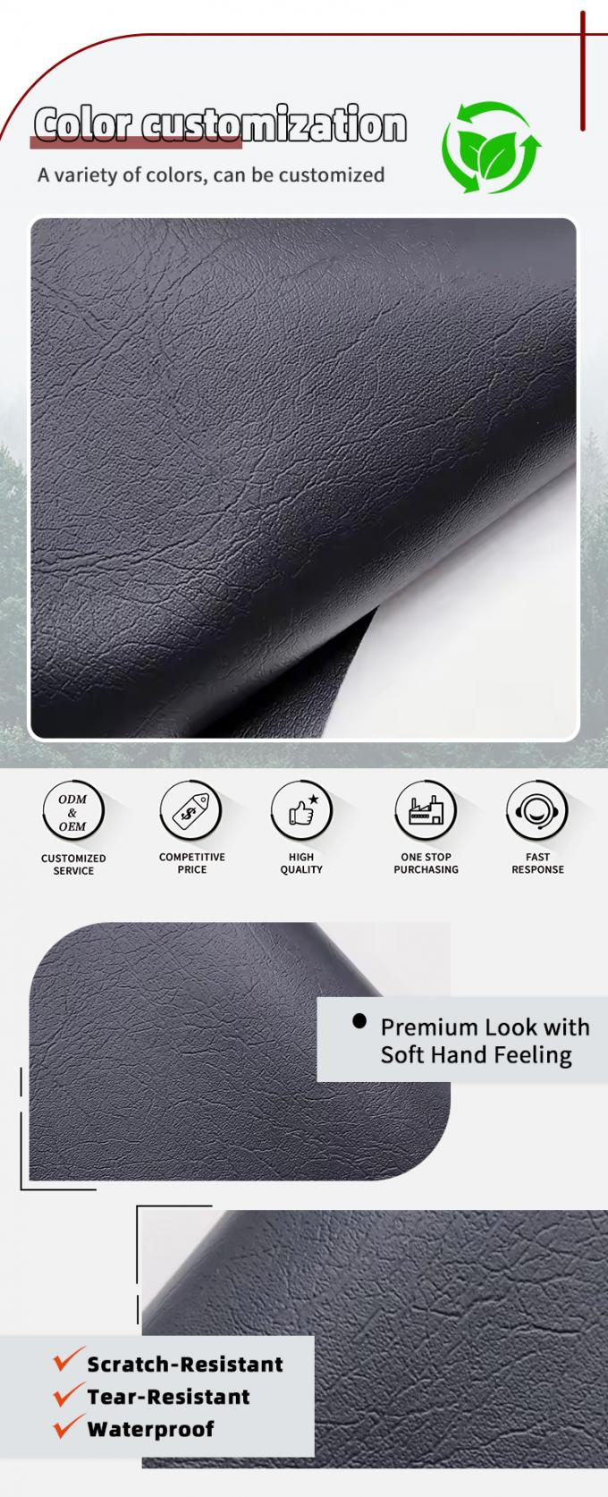 หนัง PVC สำหรับเฟอร์นิเจอร์ หนา 0.6 มม. ลายนูน กันน้ำ วัสดุหุ้มเบาะ 4