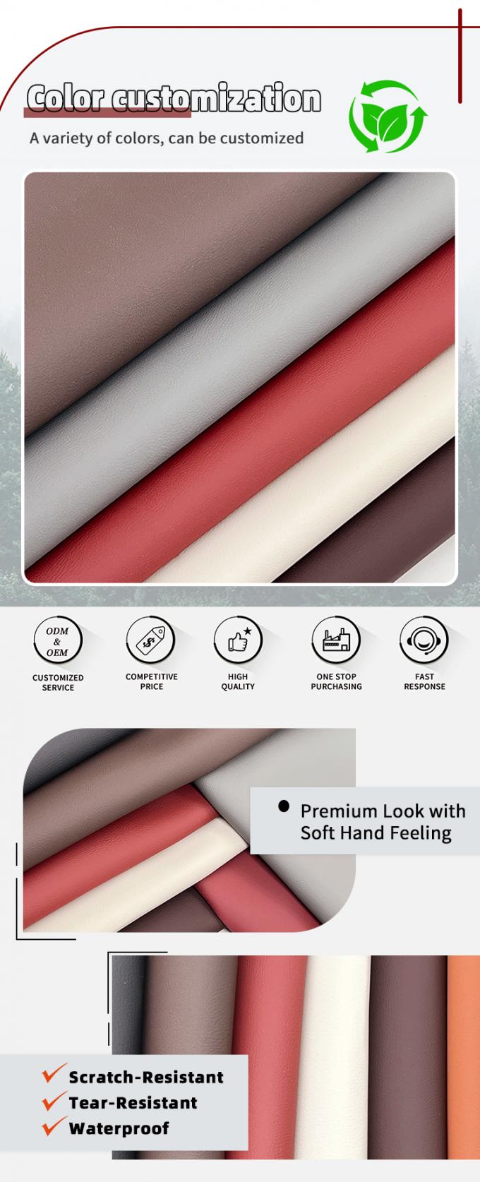 พีวีซี นาปา เนื้อหนังเท็จสลัก กันน้ําทนทานการบด 4