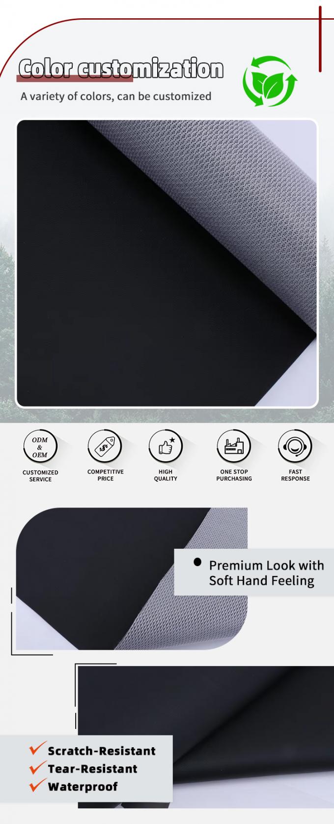 หนัง PVC ลายรูพรุนสำหรับหุ้มเบาะรถยนต์ - กันน้ำและทนต่อการขีดข่วน 4