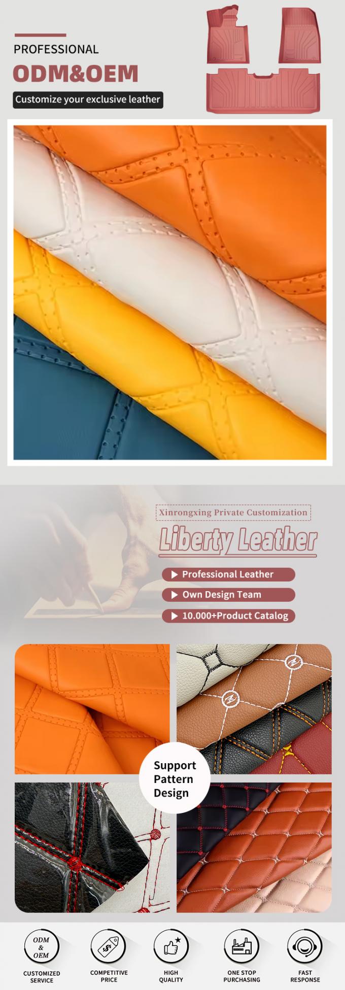 PVC Rhombus Punching Embossed Styleหนังสังเคราะห์ประดิษฐ์สําหรับรถเท้า ที่นั่งรถ โซฟาตกแต่งกระเป๋าผ้าหนังปลอม 4