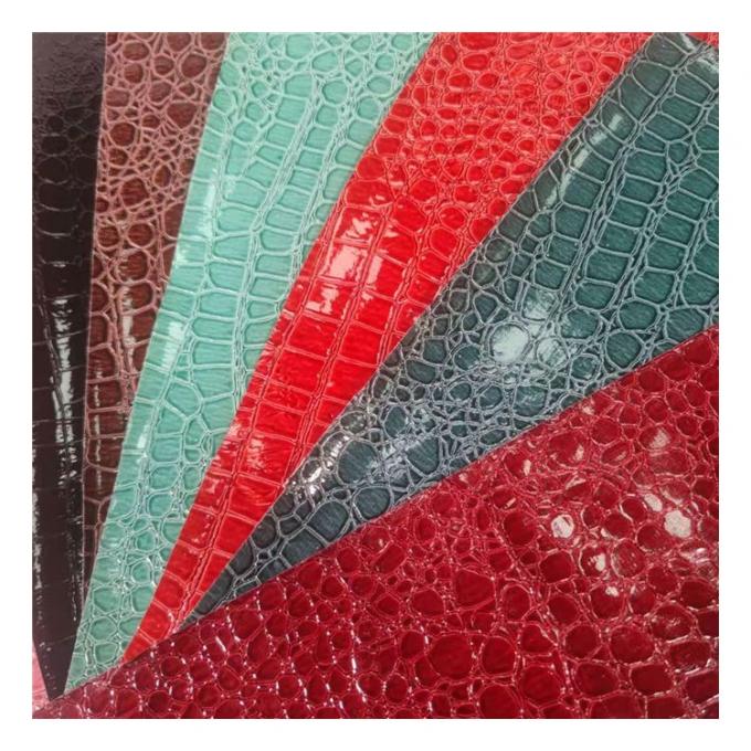 รูปแบบหินกระจ่างสูง สีหนังสังเคราะห์ Pvc รูปแบบสัตว์ รองเท้า กระเป๋าและกระเป๋าผ้าหนังเทียม 7