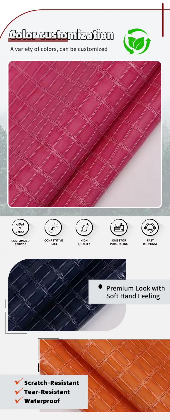 หนังเทียมสังเคราะห์ลายไม้ไผ่ PVC เงาสูง ตกแต่งรองเท้า กระเป๋า กล่อง หนังเทียม 4